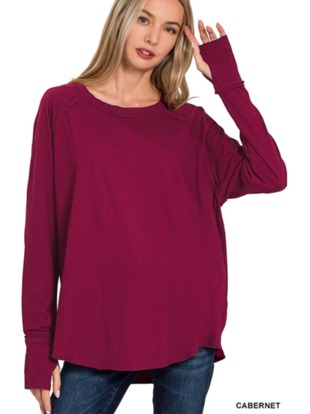 330 ❤️ Cabernet COTTON RAGLAN SLEEVE
THUMBHOLE TOP